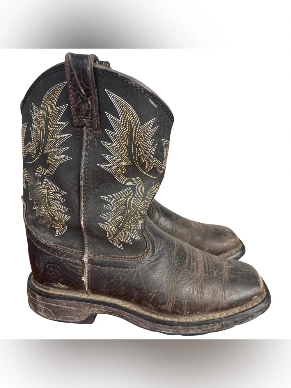 ARIAT Boys' Brown Workhog Western Boots Square Toe US Size 2 (100214552)